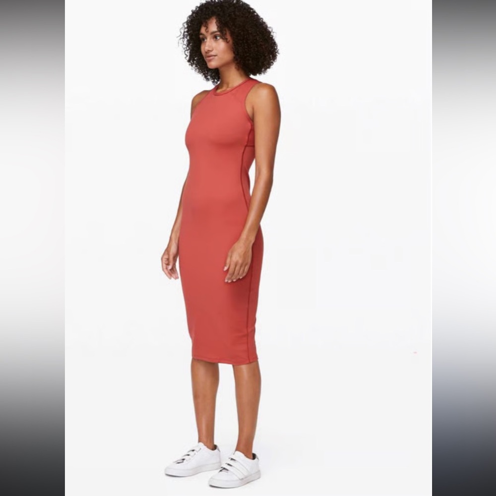 LULULEMON PICNIC DAY DRESS BRICK ROSE CROSS BACK 4